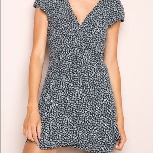 Brandy Melville Navy/White Floral Robbie Wrap Dress